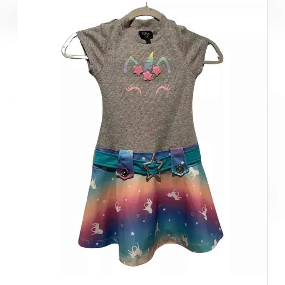 Lilt Girls Unicorn Dress Short Sleeve Girls Size 6x